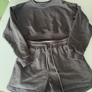 Dark Gray Sweatshirt and Shorts Set